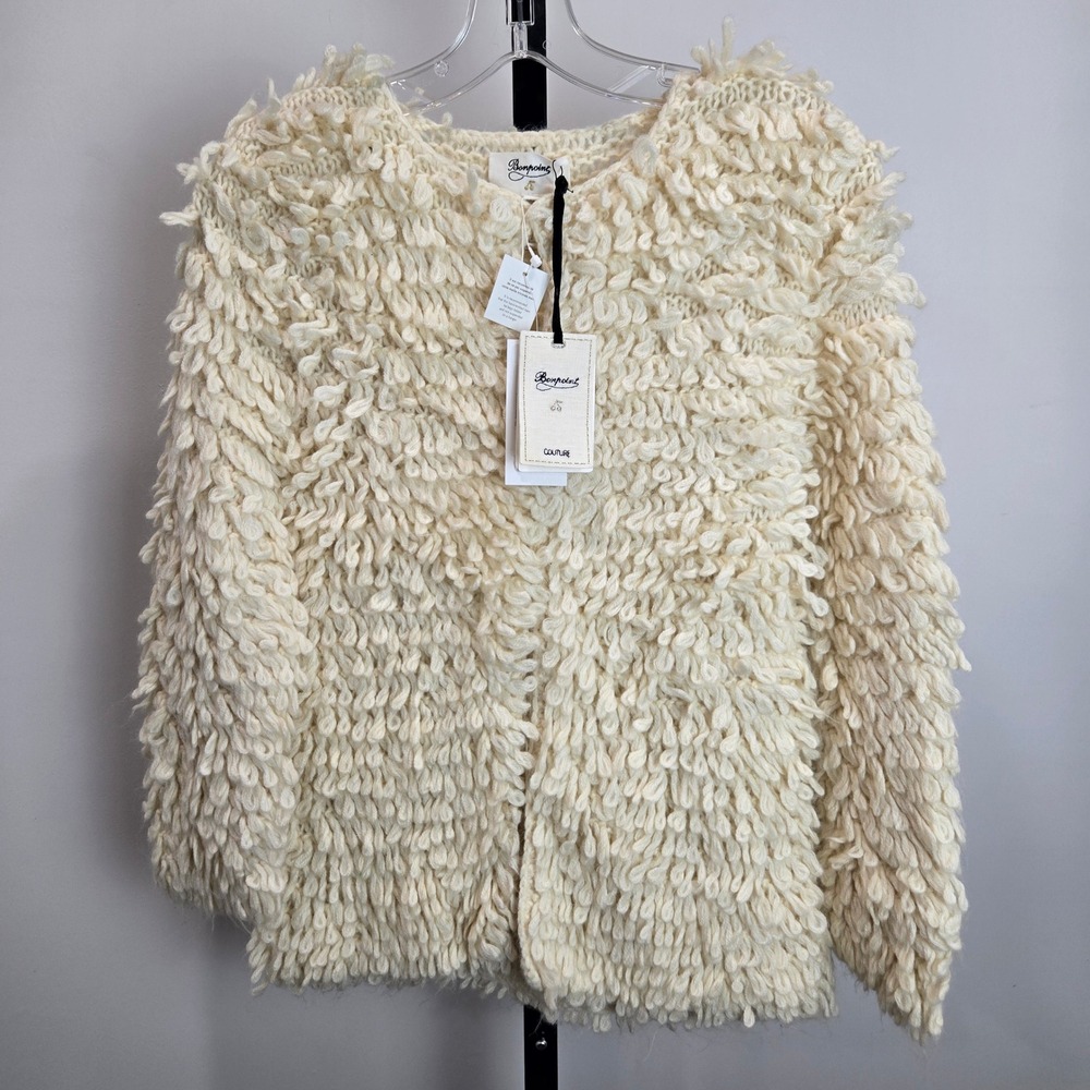 Bonpoint Couture Sweater Jacket Cream Ecru Mohair Alpaca Wool Girls Size 12Y NWT